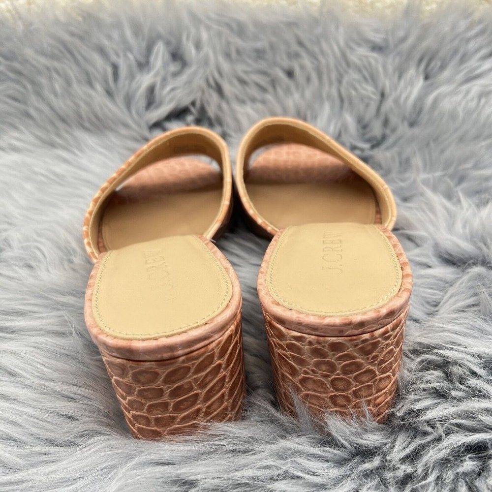 J. Crew Croc Embossed Leather Peep Toe Block Heel Slide Sandals Womens Sz 8 NEW - Picture 4 of 8